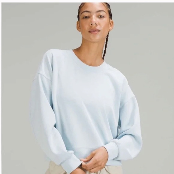 Lululemon Perfectly Oversized Cropped Crew Softstreme Powder Blue - Picture 1 of 7